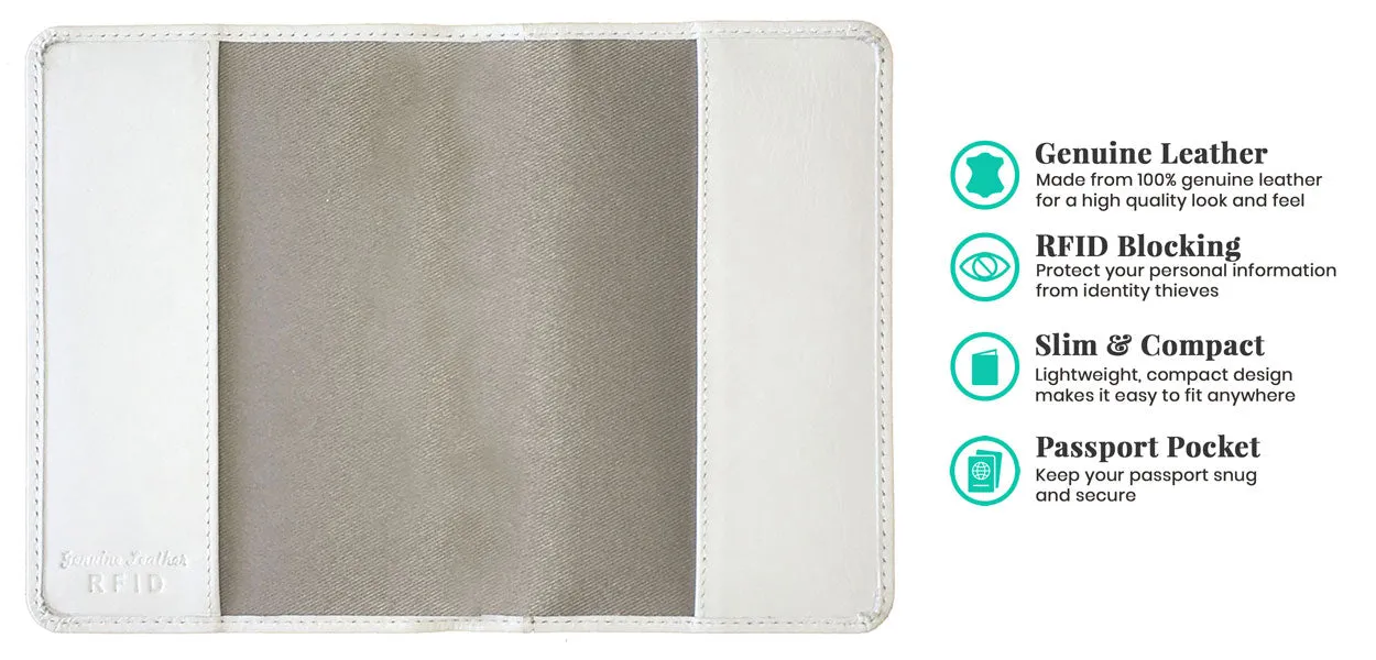 Personalized Monogrammed Leather RFID Passport Cover Holder and Luggage Tag