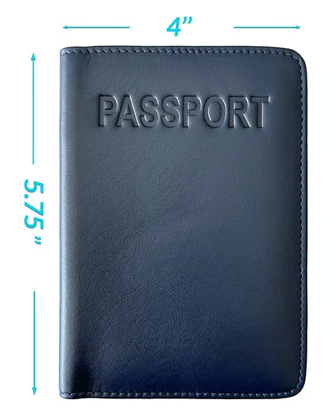 Personalized Monogrammed Leather RFID Passport Cover Holder and Luggage Tag