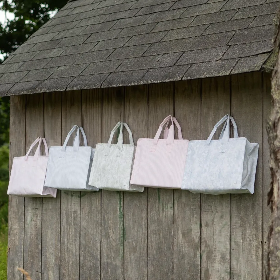 Personalized Nylon Blue Toile Overnight Tote