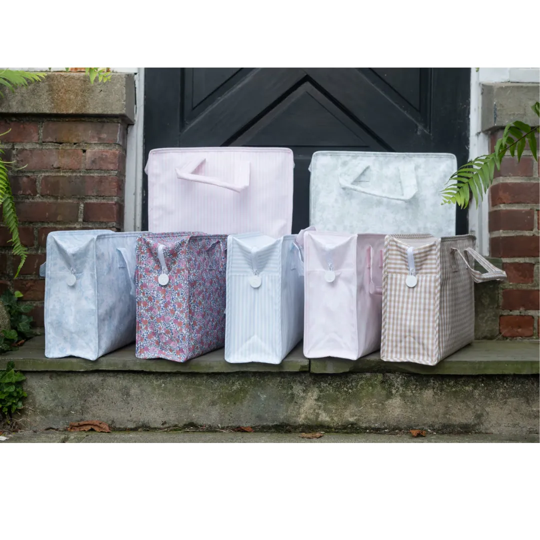 Personalized Nylon Blue Toile Overnight Tote