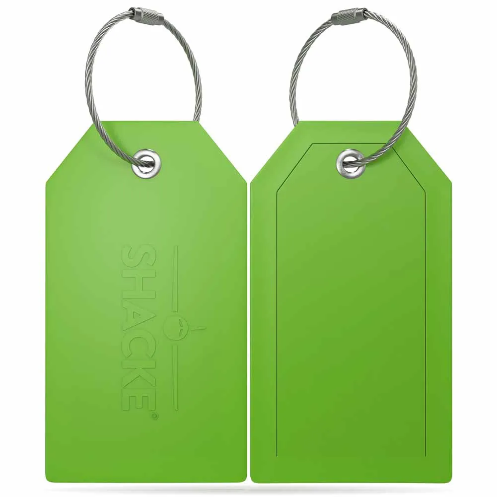 Shacke Luggage Tags with Full Back Privacy Cover w/Steel Loops - Set of 2
