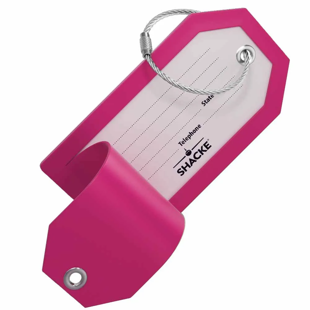 Shacke Luggage Tags with Full Back Privacy Cover w/Steel Loops - Set of 2