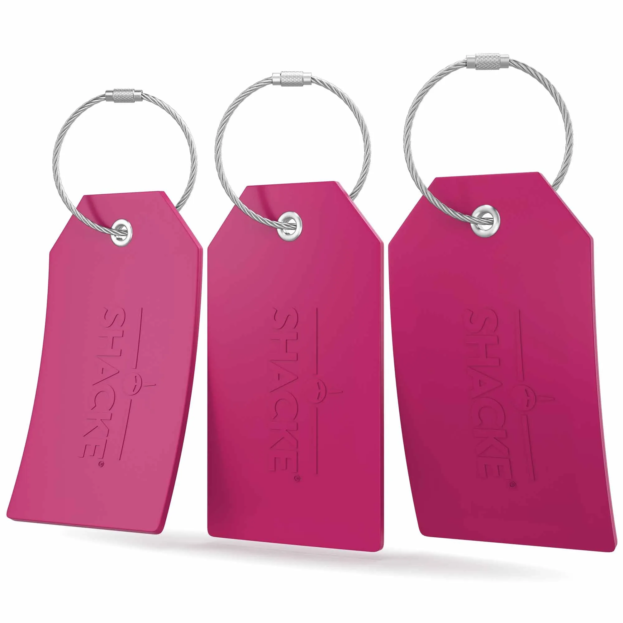 Shacke Luggage Tags with Full Back Privacy Cover w/Steel Loops - Set of 2