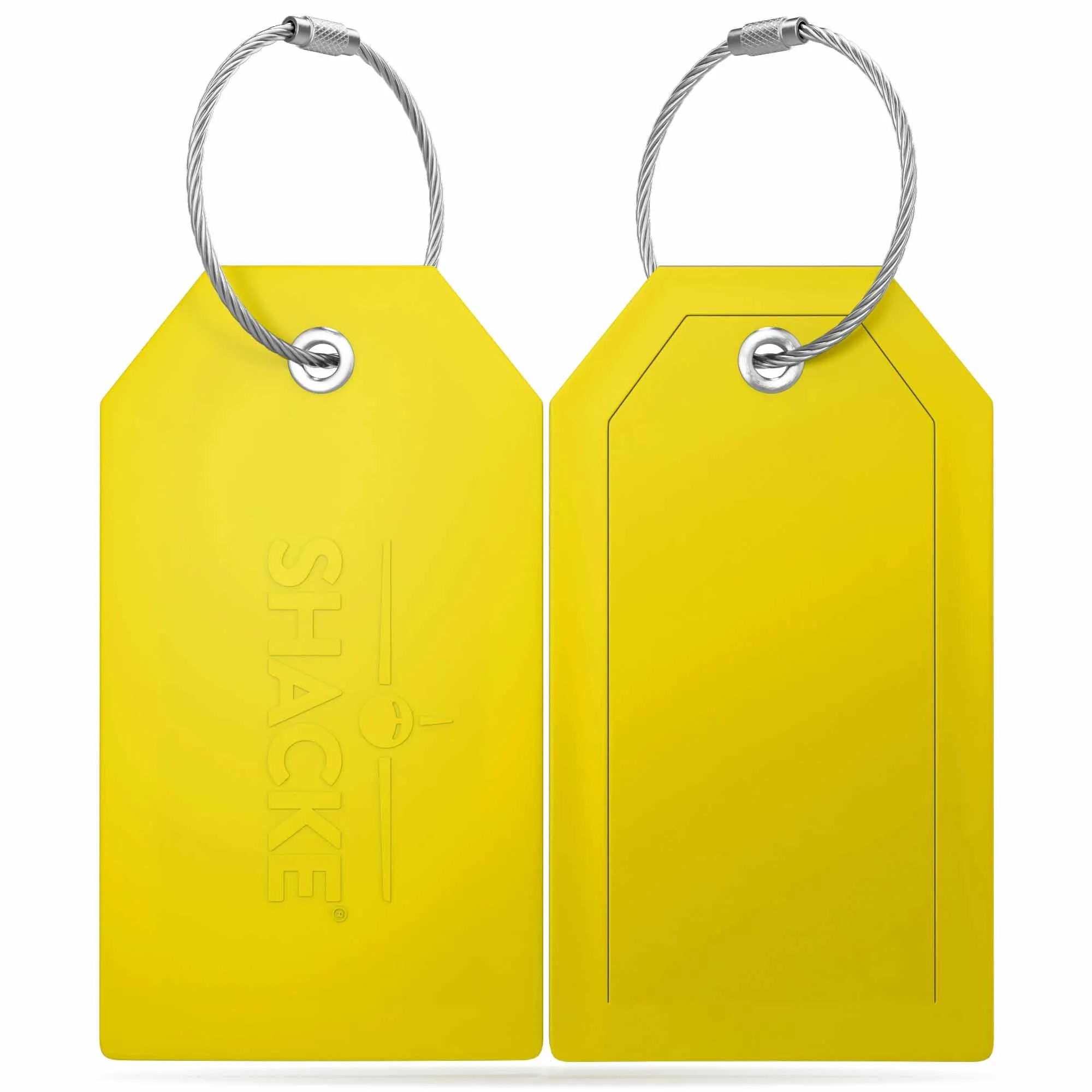 Shacke Luggage Tags with Full Back Privacy Cover w/Steel Loops - Set of 2