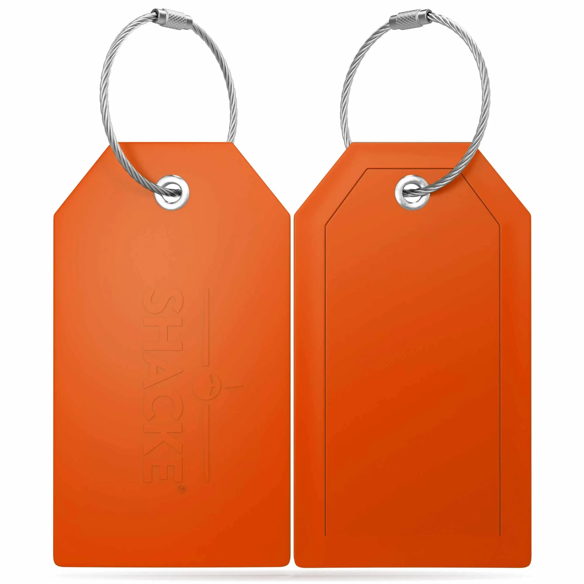 Shacke Luggage Tags with Full Back Privacy Cover w/Steel Loops - Set of 2