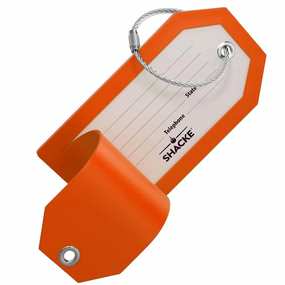 Shacke Luggage Tags with Full Back Privacy Cover w/Steel Loops - Set of 2