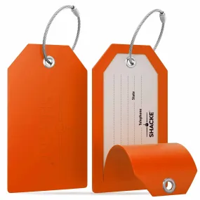 Shacke Luggage Tags with Full Back Privacy Cover w/Steel Loops - Set of 2