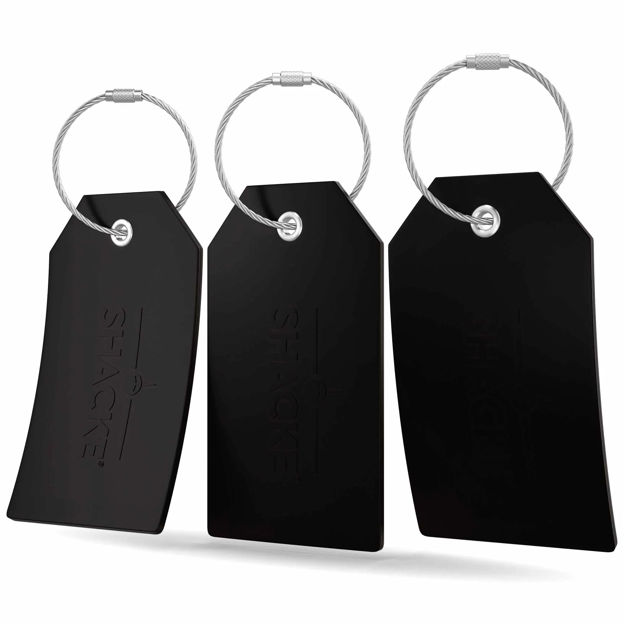 Shacke Luggage Tags with Full Back Privacy Cover w/Steel Loops - Set of 2