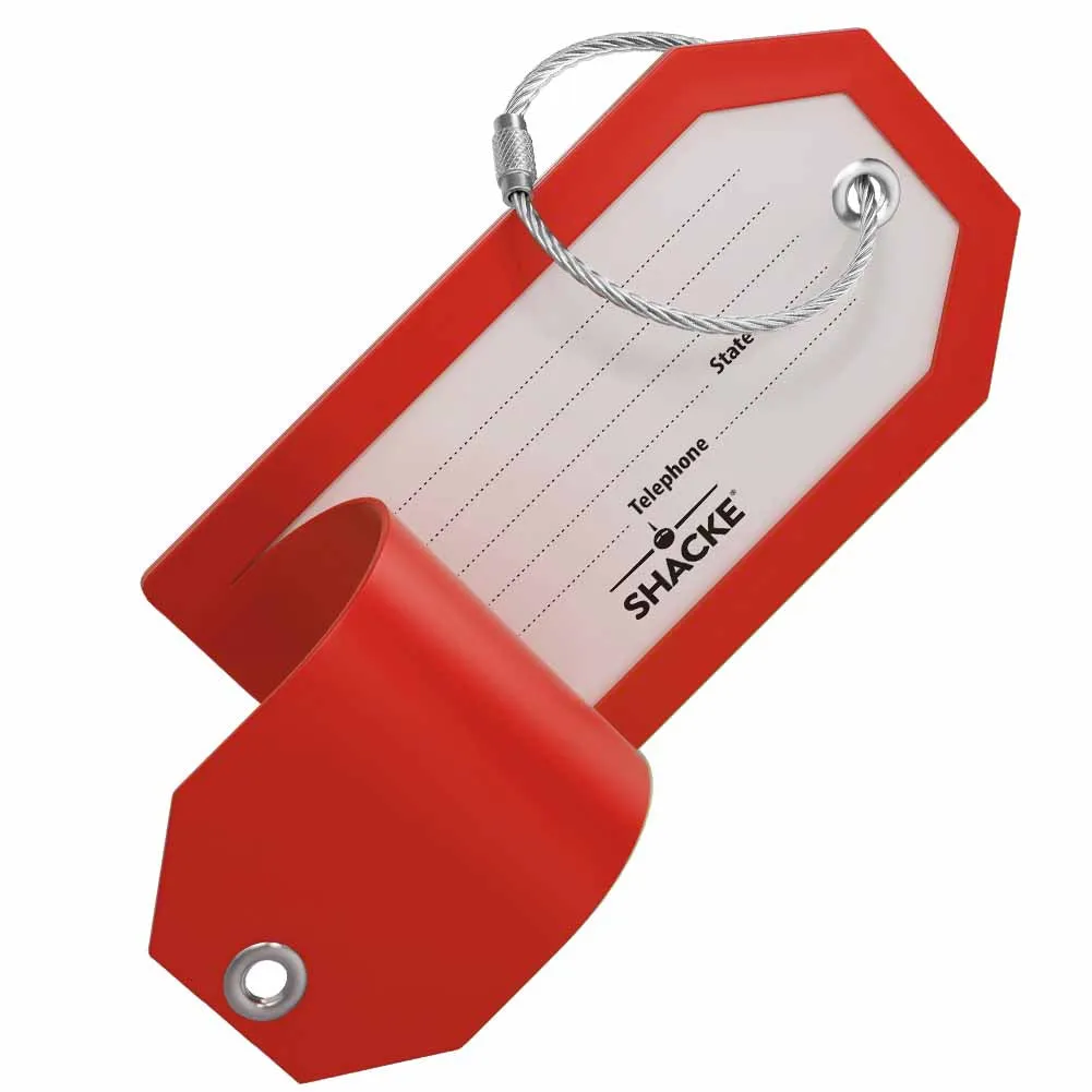 Shacke Luggage Tags with Full Back Privacy Cover w/Steel Loops - Set of 2