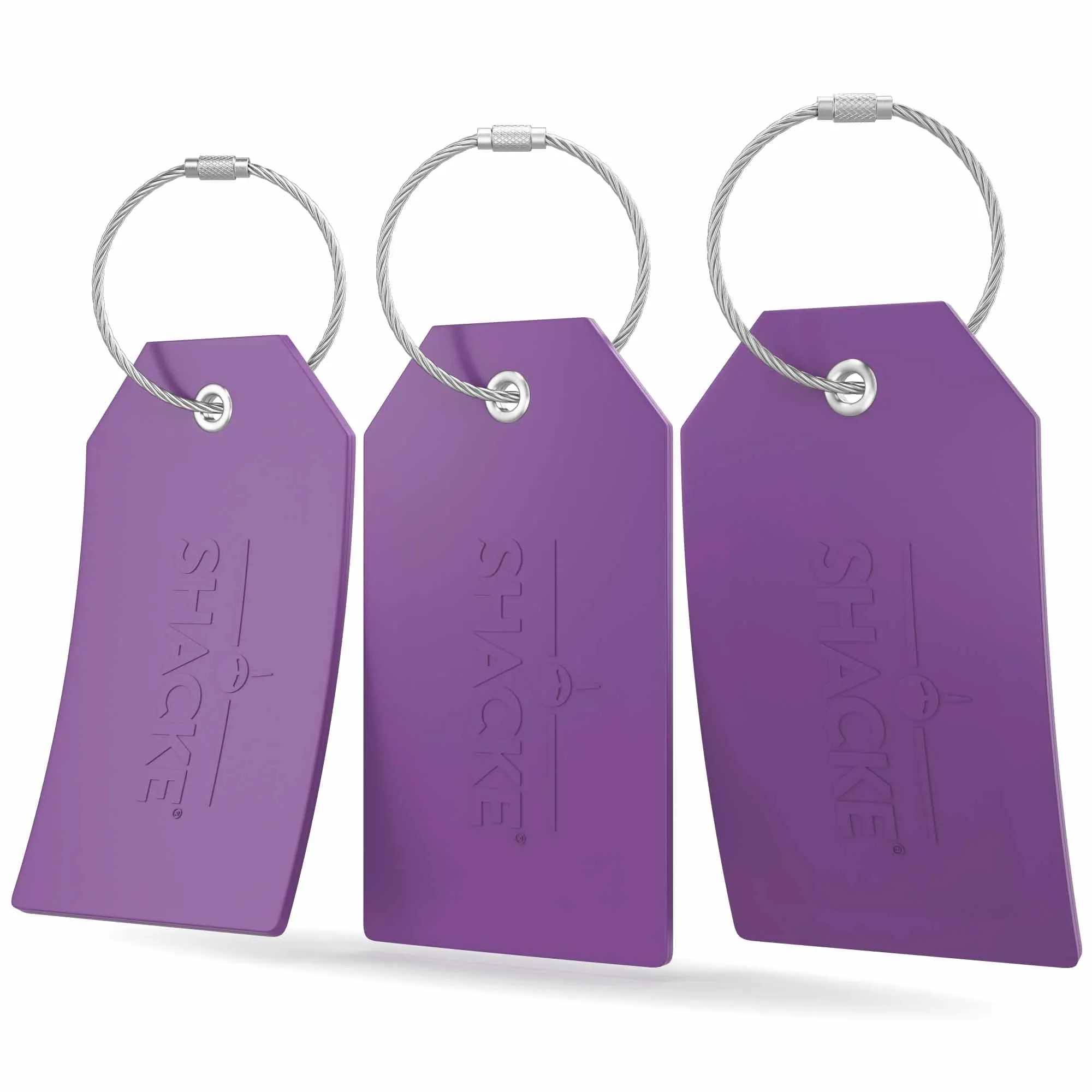 Shacke Luggage Tags with Full Back Privacy Cover w/Steel Loops - Set of 2