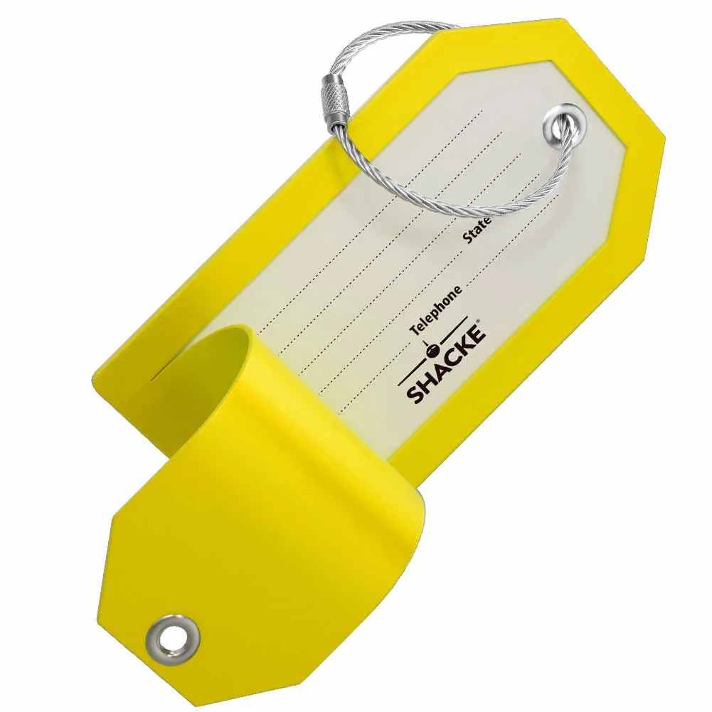 Shacke Luggage Tags with Full Back Privacy Cover w/Steel Loops - Set of 2