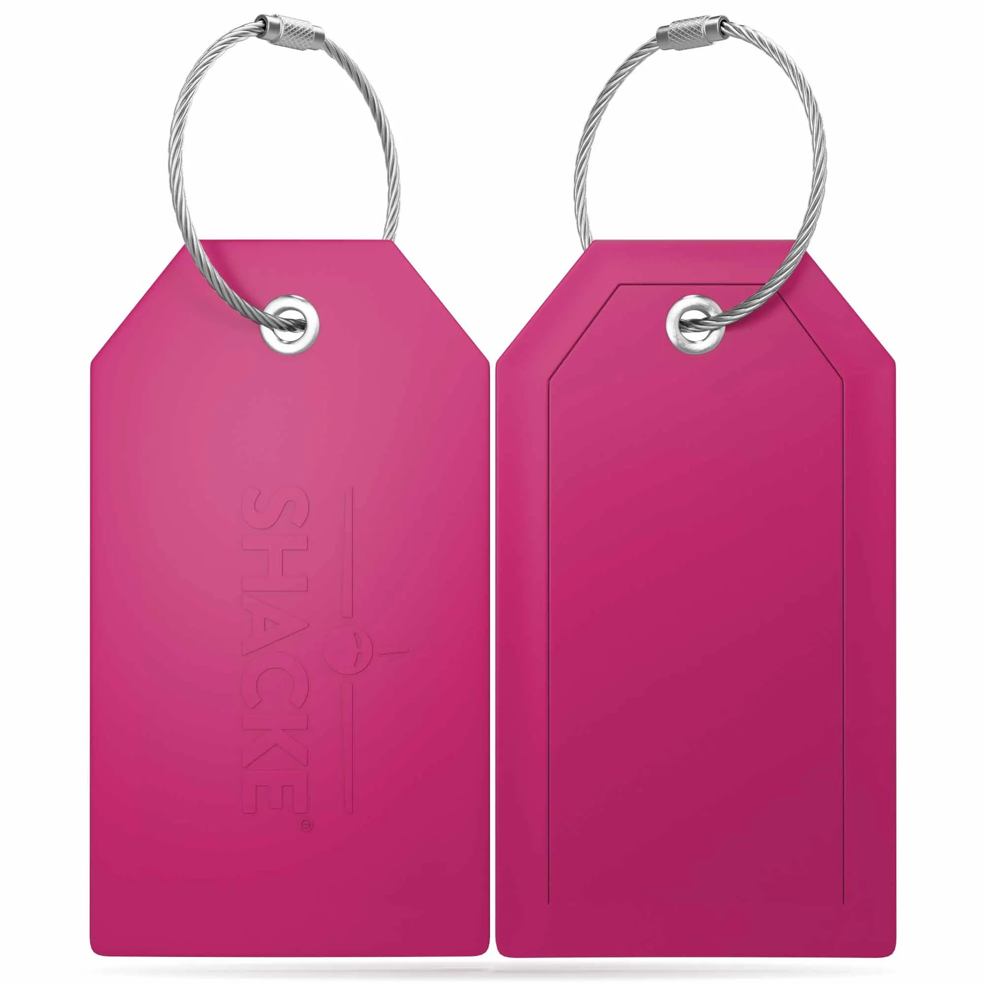 Shacke Luggage Tags with Full Back Privacy Cover w/Steel Loops - Set of 2