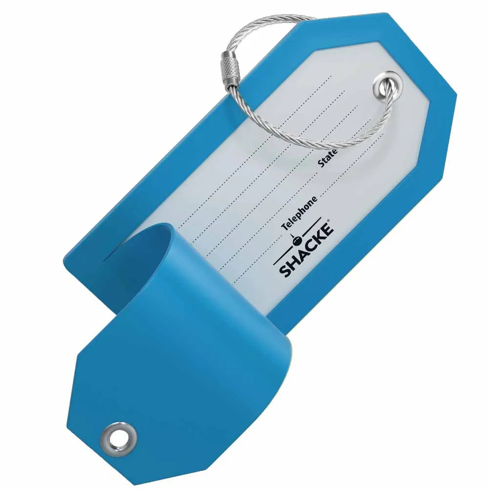 Shacke Luggage Tags with Full Back Privacy Cover w/Steel Loops - Set of 2