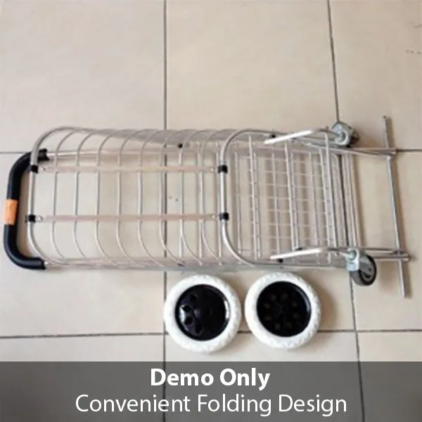 Shopping Cart Carts Trolley Aluminium Foldable Luggage Wheels Folding Basket Bag