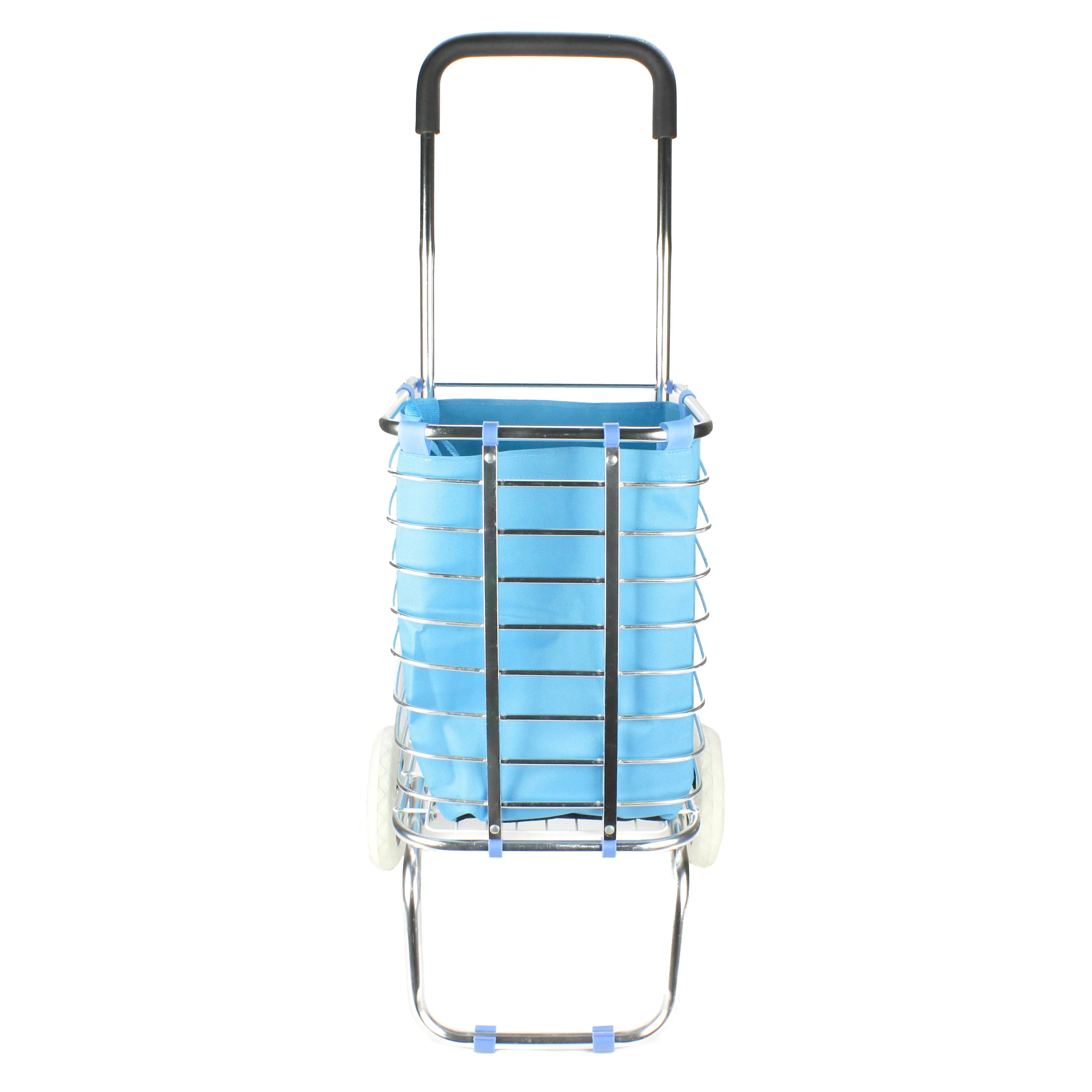 Shopping Cart Carts Trolley Aluminium Foldable Luggage Wheels Folding Basket Bag