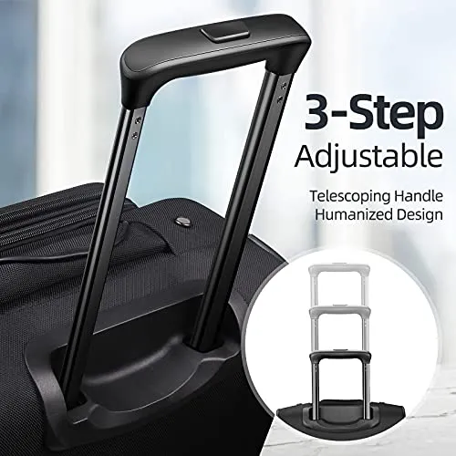 SHOWKOO 3 Piece Luggage Set Expandable with TSA Lock - Black
