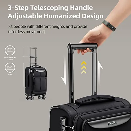 SHOWKOO Luggage Sets 3 Piece Softside Expandable Lightweight-Black