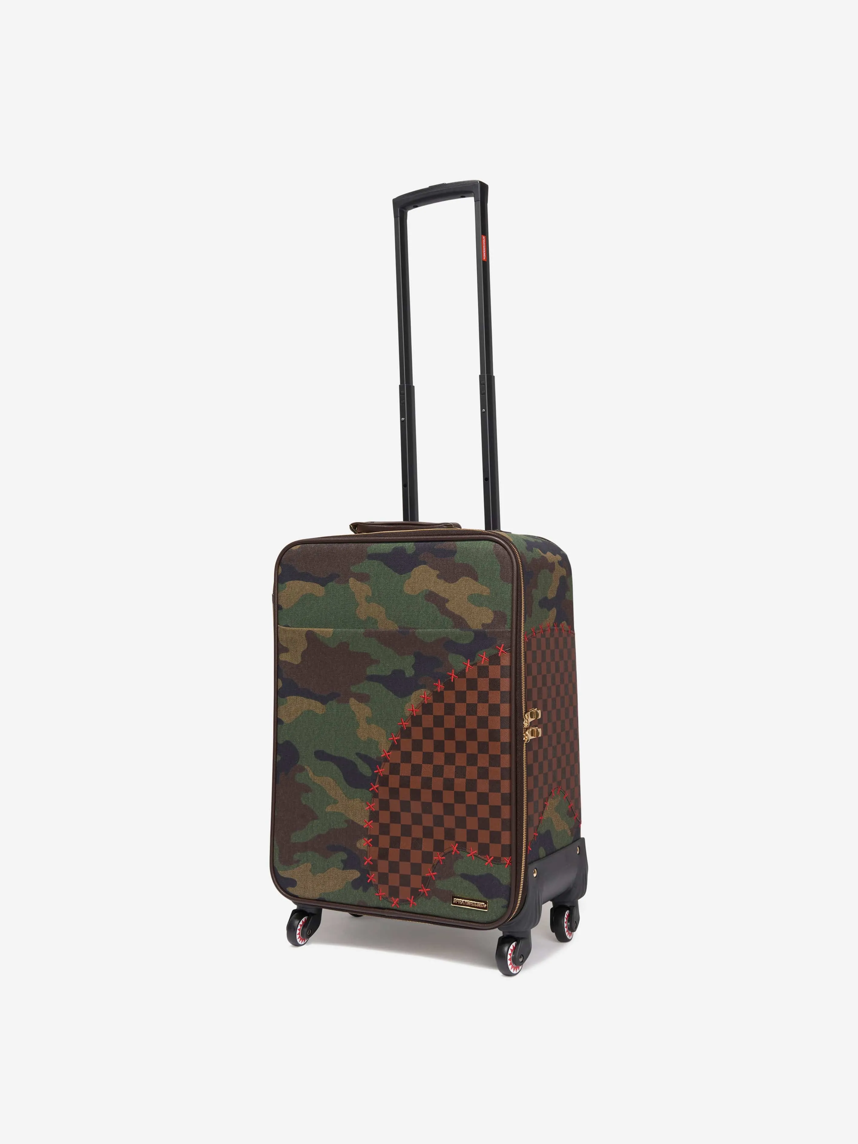 Sprayground Kids Camo Shark Shape Check Soft Luggage in Brown