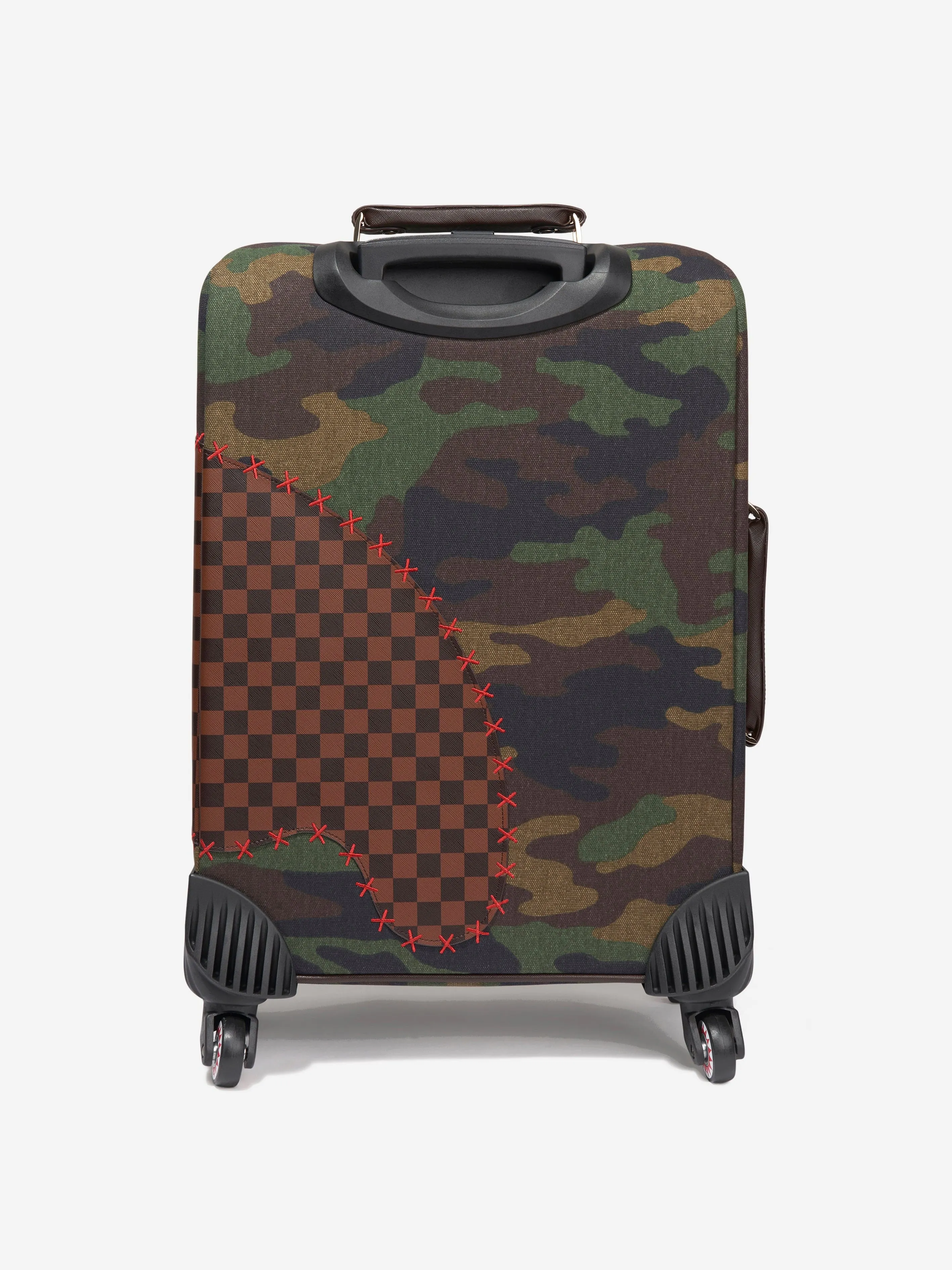Sprayground Kids Camo Shark Shape Check Soft Luggage in Brown