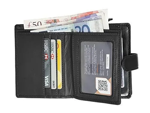 STARHIDE Ladies Genuine Leather Clutch Wallet with Side Zipped Coin Pouch 5525