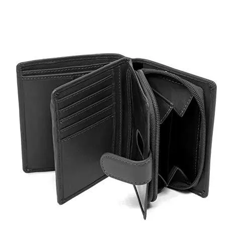 STARHIDE Ladies Genuine Leather Clutch Wallet with Side Zipped Coin Pouch 5525