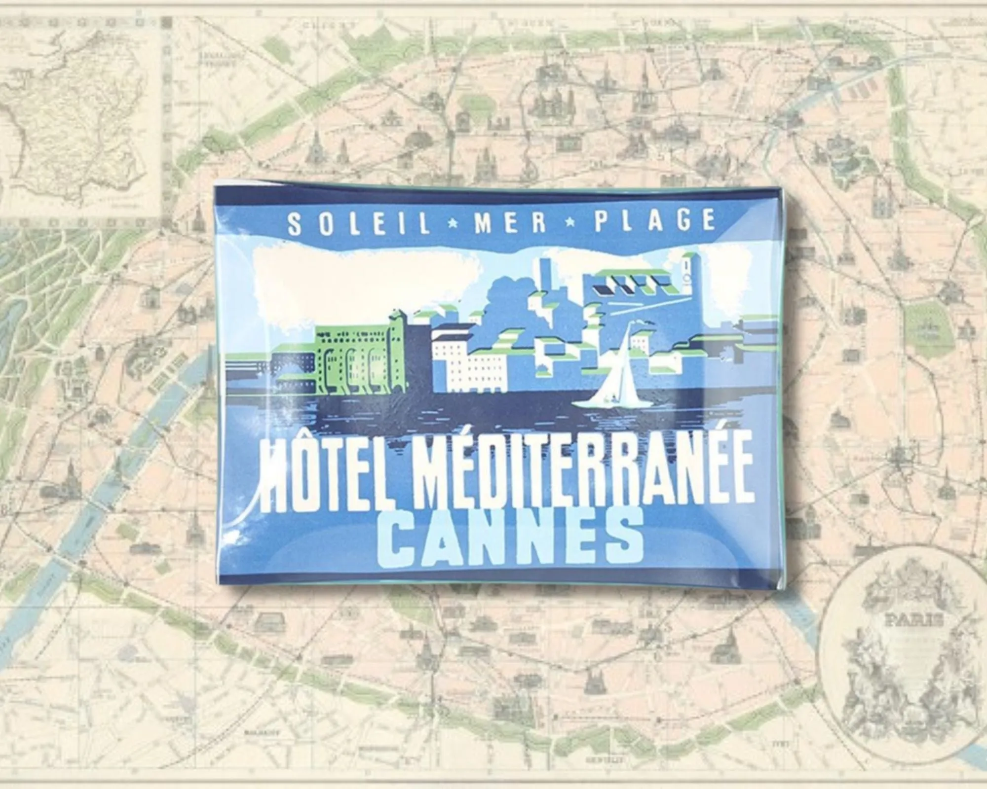 Vintage Parisian Luggage Label Trinket Trays