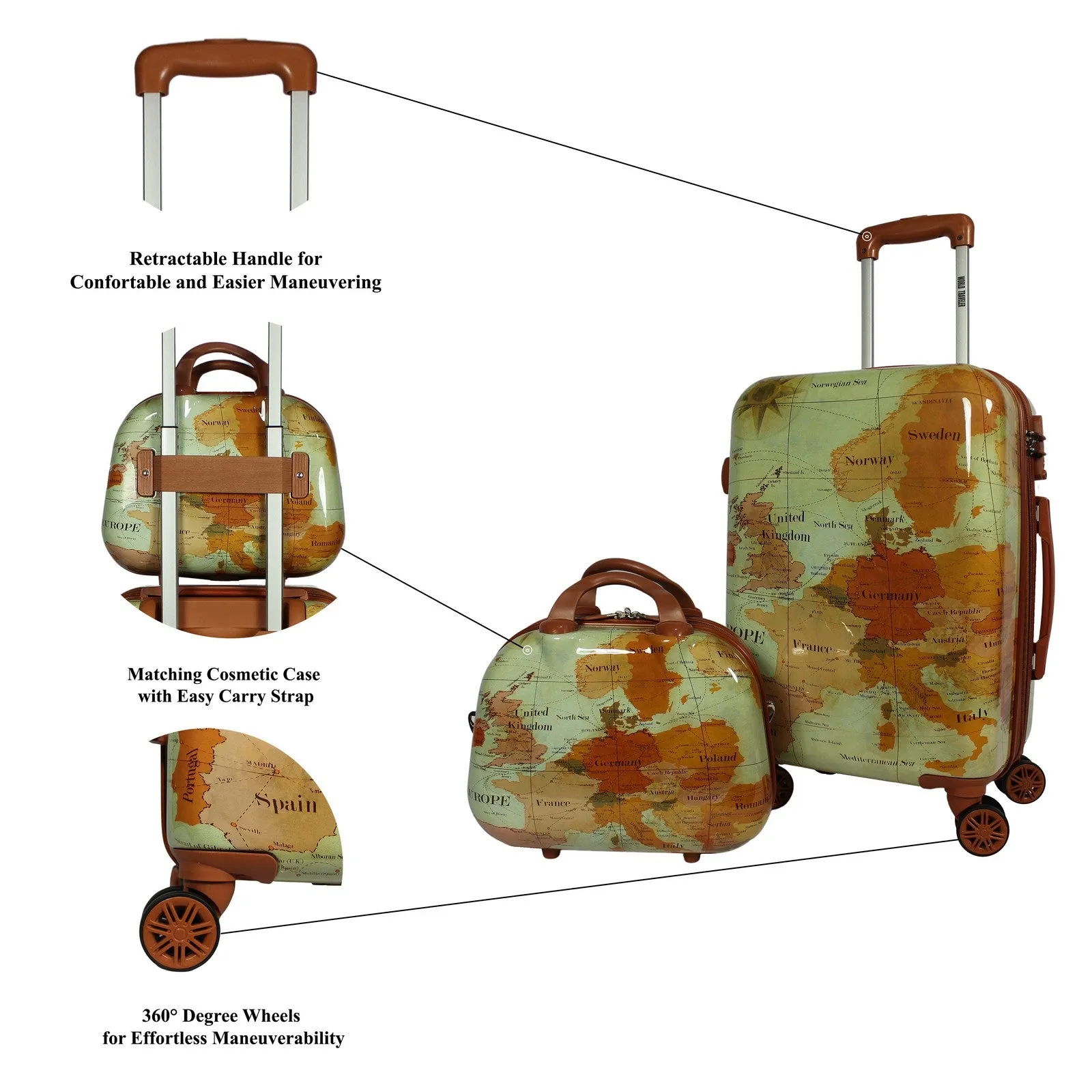 World Traveler Europe 3-Piece Expandable Spinner Luggage Set with TSA Lock
